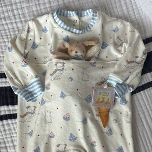 NEW Bunnies by the Bay Bunny Print Sleeper with Lovey